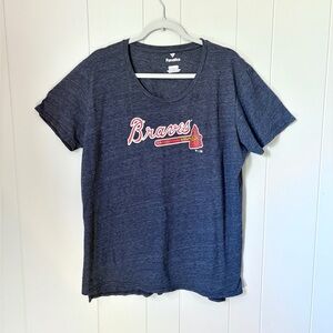 Atlanta Braves Women’s Tshirt 3X MLB Boxy Fit Scoop Neck Cotton Poly Blend Blue